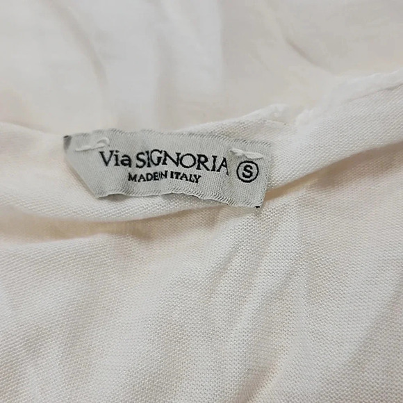Via Signoria Made in Italy Ruffle Silk Blend Embroidered  Women's Blouse S - Picture 6 of 9